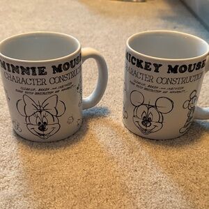 Disney Parks Character Construction White Mugs Set